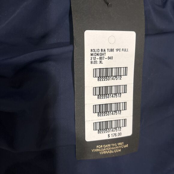 VIX Paula Hermanny womens Bia Tube One Piece Swimsuit size XL Midnight Navy $176 - Picture 7 of 8